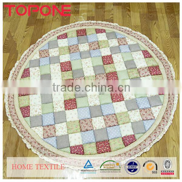 Home anti-slip flower printed 100% cotton patchwork floor mats