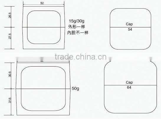 Transparent cosmetic acrylic face cream jar 15g