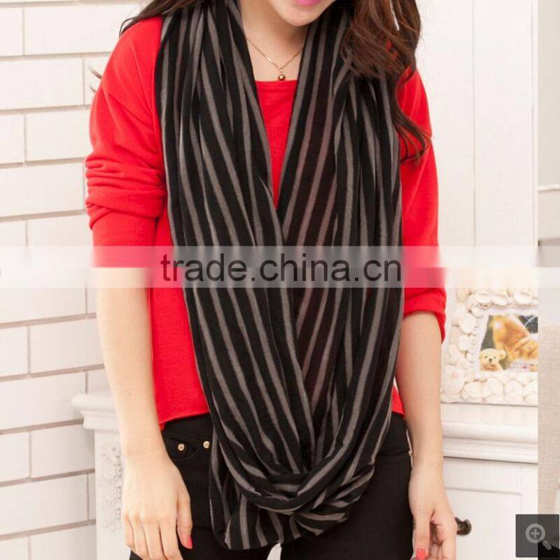 Custom Striped Cotton Knitted Jersey Infinity Scarf