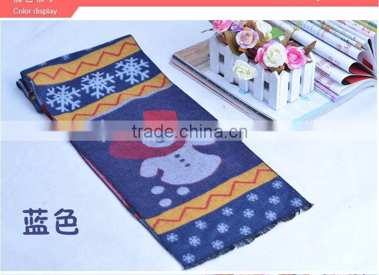 Good Quality Fashion Baby Boys Girls Snowflower and Snowman Knitted Cashmere Scarf for Christmas