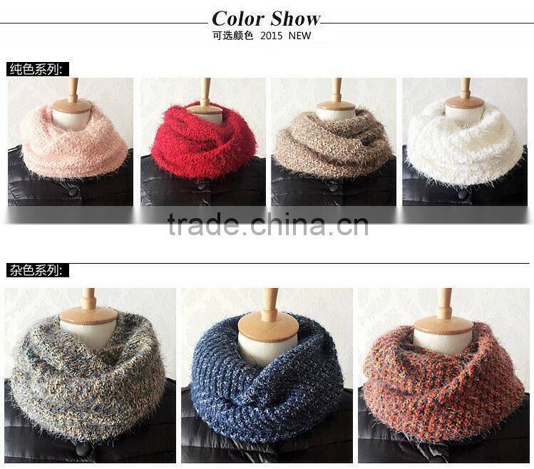 2016 New Style Ladies Fashion Circle Wool Plain Knitted Taiwan Magic Scarf