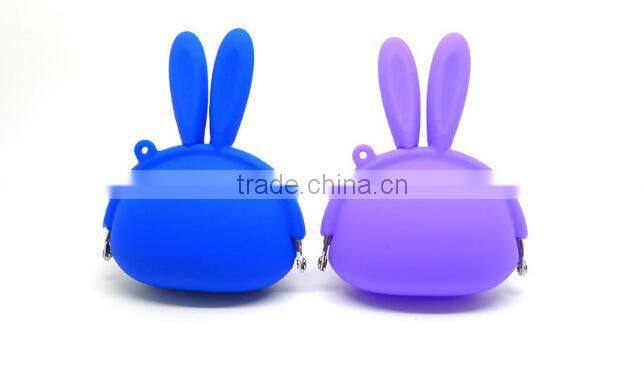 2015 Rabbit ears shaped silicone money pouch/ latest designs silicon rubber change purse