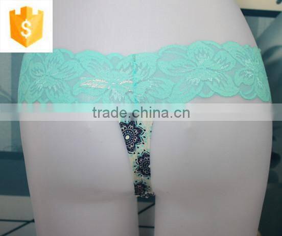Sexy Lace Thong, Microfiber Printed Body, Girls' Sexy Underwear