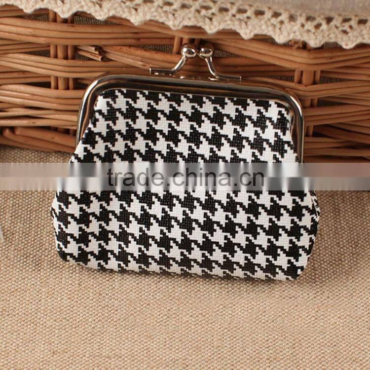 Bulk Wholesale Houndstooth Mini Leather Coin Purse