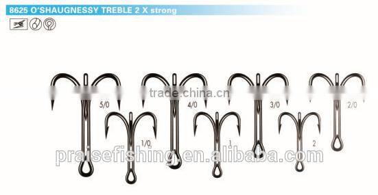 White Nickle high carbon steel PR-8625 O'SHAUGNESSY TREBLE 2 X strong wholesale fishing hook