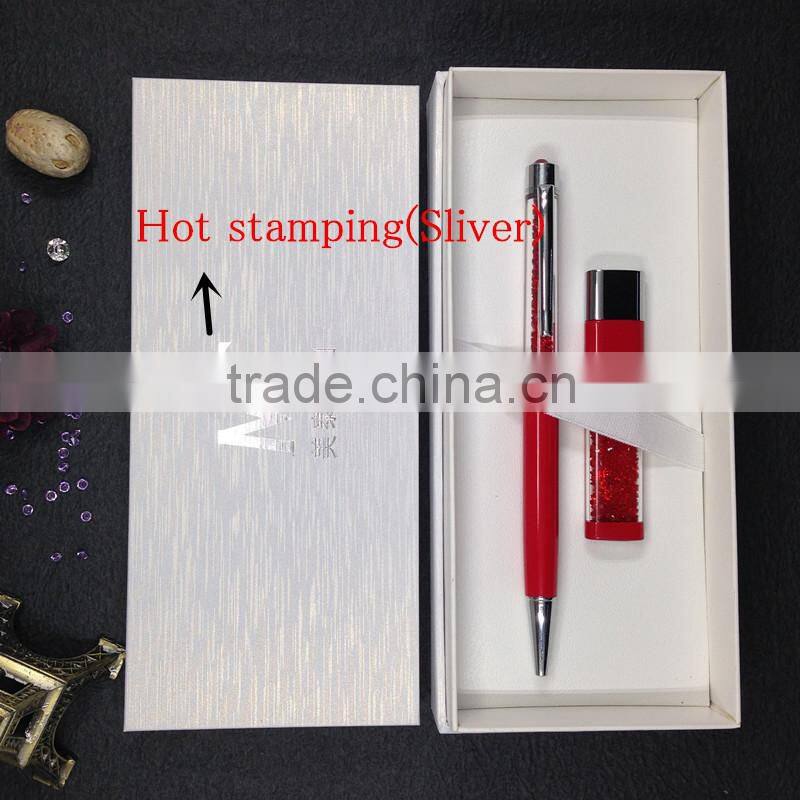 colorful crystal ball pen and crystal usb flash drive gift set