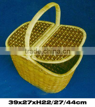 Pinic basket with two lids and handle