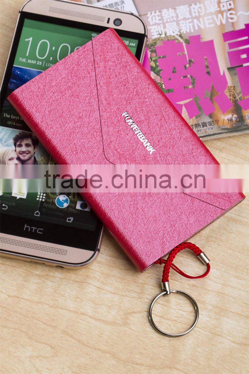 2016 new Ultra Thin Envelope Style Leather Power Bank