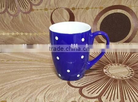 10 oz blue glazed belly shape hand painting ceramic mug