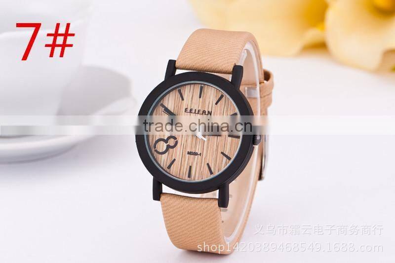 M020-1 Simulation Wooden Men Watches Wood Color Leather Strap Watch Antique Wrist watches Clock Men relojes hombre