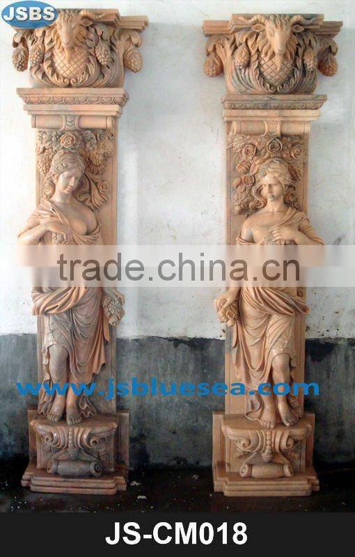 White marble column base beautiful carving