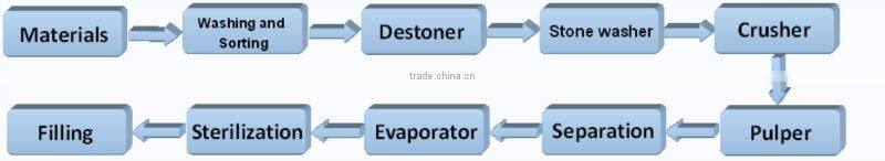 Turnkey project automatic peach puree/jam production machinery include washing,stoning,crushing,pulping machine