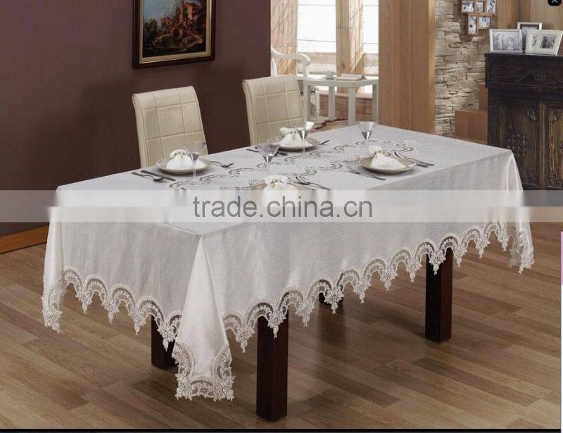 2016 fashionable polyester white wedding table cloth