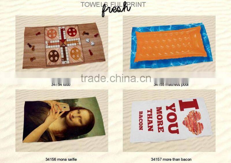 Fast deliver 3D digital print wholesale folding 100 us dollar printed beach towel