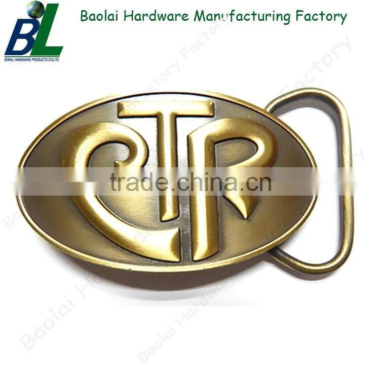 Oval shape embossed zinc alloy reversible belt bukle for men