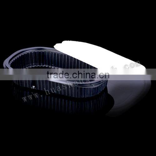 Black 1000ml pp large plastic tray with lid, square disposable tray with lid