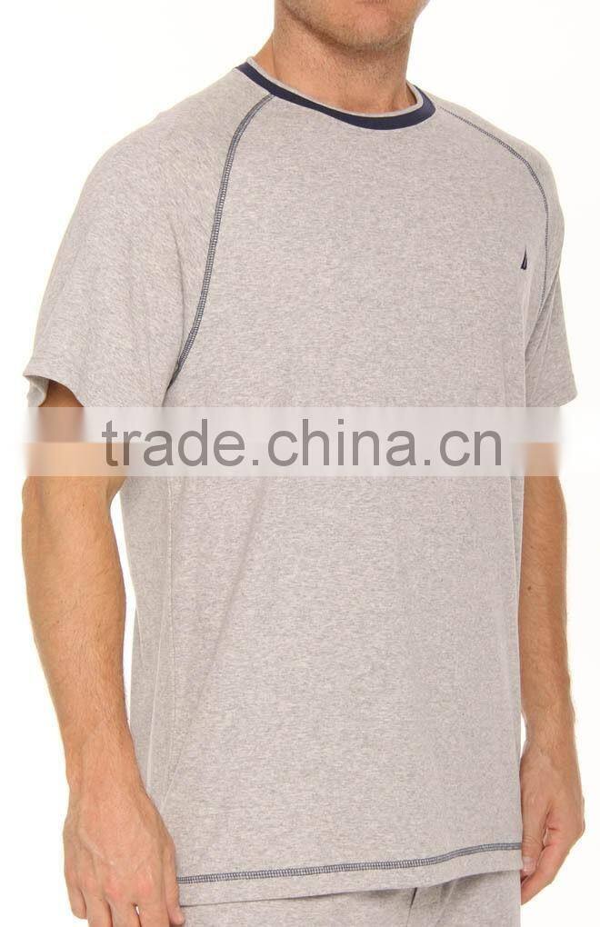OEM Men's Comfortable Cotton Grey Heather Crew Neck Sleep Shirt Sleepwear M