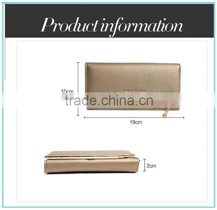 wholesale fashion lady buckle long clutch purse 3 fold wallet card women