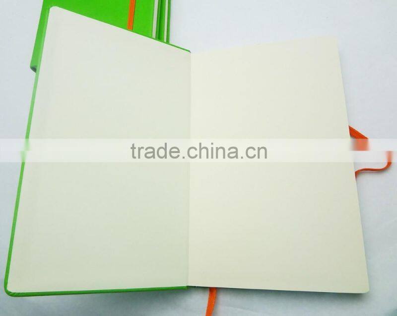 green leather with orange elastic band customized design your own notebook