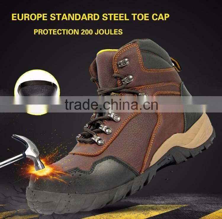 Top brand high quality full grand leather rubber sole safety boot