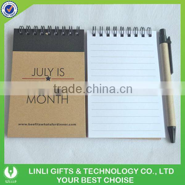 2016 fashion mini recycle notebook with ball pen