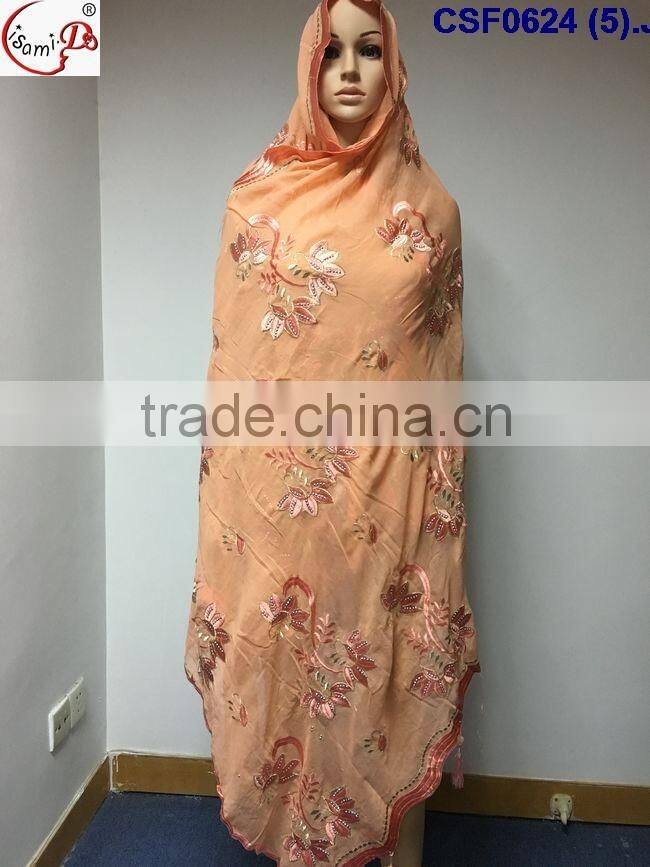 CSF0624 fashionable scarf softextile muslim embroidery scarf for women