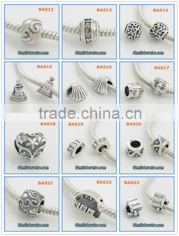 Wholesale Purple CZ Rhinestone Silver Spacer Charms BCZ38C