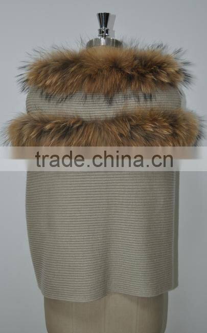 women fashion real raccoon fur scarf LK16F114