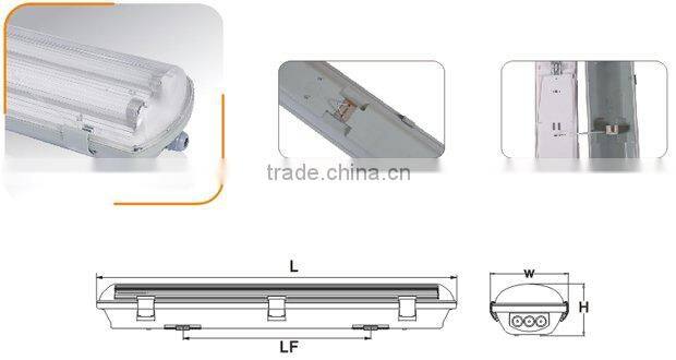 T8 Waterproof Fluorescent Light Fixtures IP65