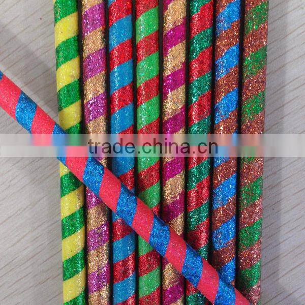 Standard size round shape glitter pencil with eraser