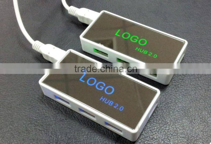 Mirror Lighting Logo Multi 4 Ports USB 2.0 HUB