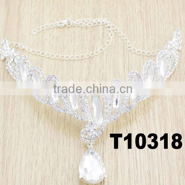 wedding bridal pearl crystal forehead tiara earring set