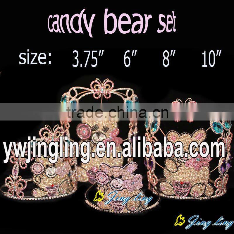 cute bear family tiara with butterfly sweet candy crown set