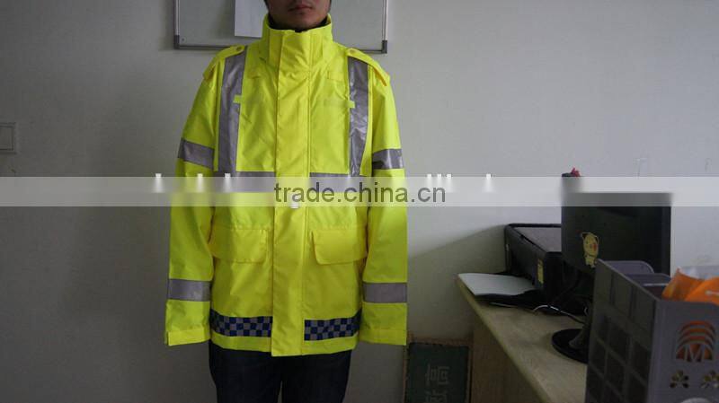 Oxford knit PU workwear raincoat rainsuit relective tape yellow color waterproof breathable
