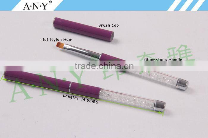 ANY Nail Art Crystal Extension Nails Building Rhinestone Handle Flat Nail Brush Gel Art