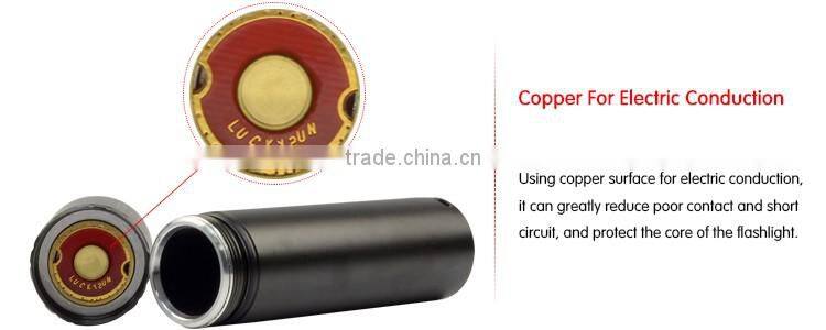 LuckySun R5 LED torch light rechargeable 18650 battery flashlights for Outdoor camping