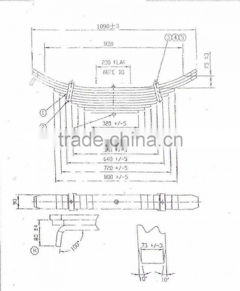 Heavy duty truck leaf springs for BPW suspension system