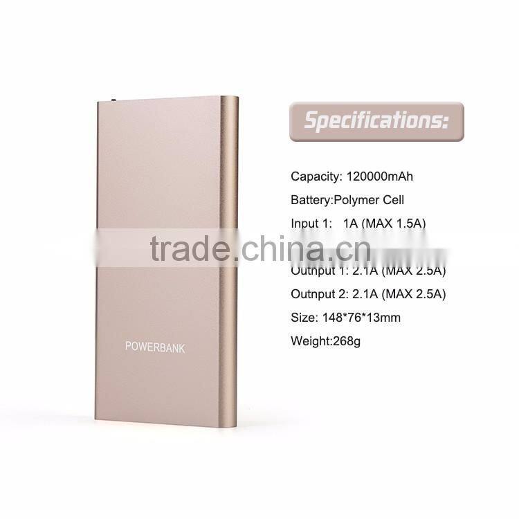Custom logo ultra thin mobile power bank universal 10000mah portable
