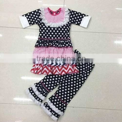 2016 New Arrival Toddler Outfits High Quality Baby Girls Ruffle Outfit Fashion Childrens Boutique Clothing