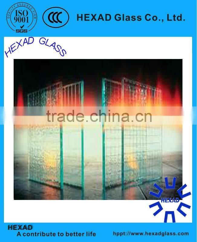 High Quality 6mm clear fireproof nashiji wired mesh glass