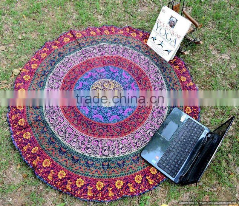 Indian Tapestry Mandala Round Roundie Yoga Mat Beach Throw Hippie Mandala Round Throw Beach Roundie Tapestry Beach Roundie Round