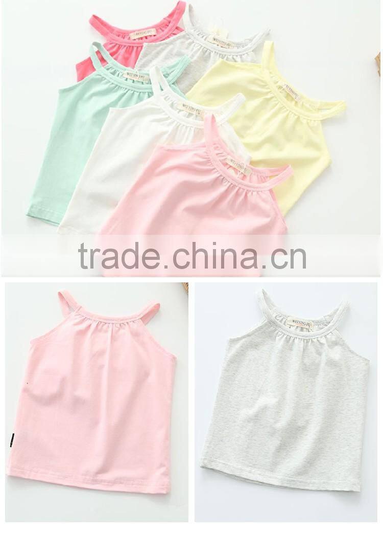 2016 Special Design Lovely Candy Pure Color Comfort Summer Girls Fashion Vest for Children