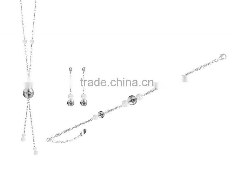 2016 Coolman Jewelry Zirconia and 316L Stainless Steel Material Gilrs Jewelry Sets Elegant Style Necklace Bracelet and Earrings