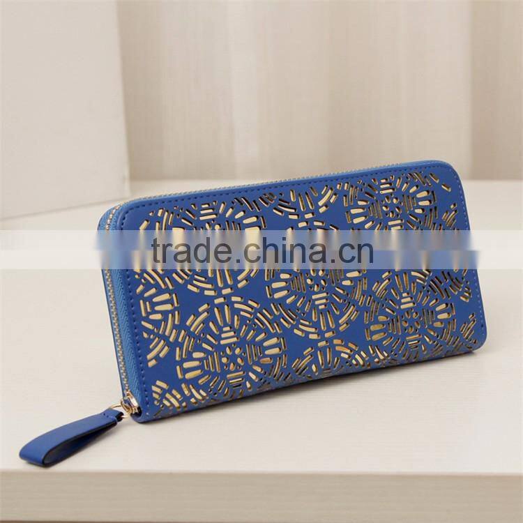 long style western coin purse card holders fashion women hollow out leather wallet