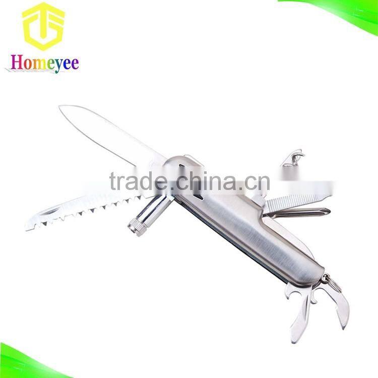 stainless steel 11 in 1 Multipurpose Camping Knife with led light