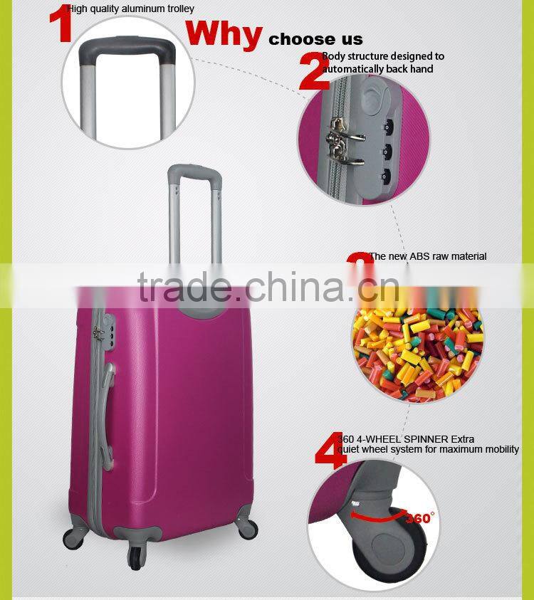 2016 Newest Bright color hard shell spinner abs travel Luggage factory