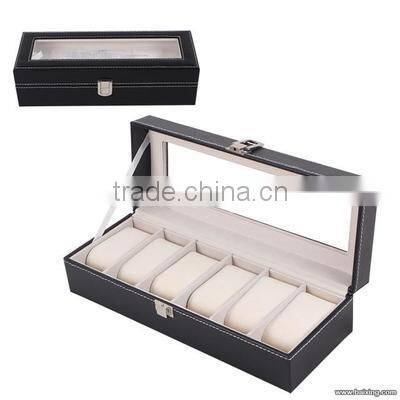 China Manufacturer 6 slots customized leather covering wood watch box