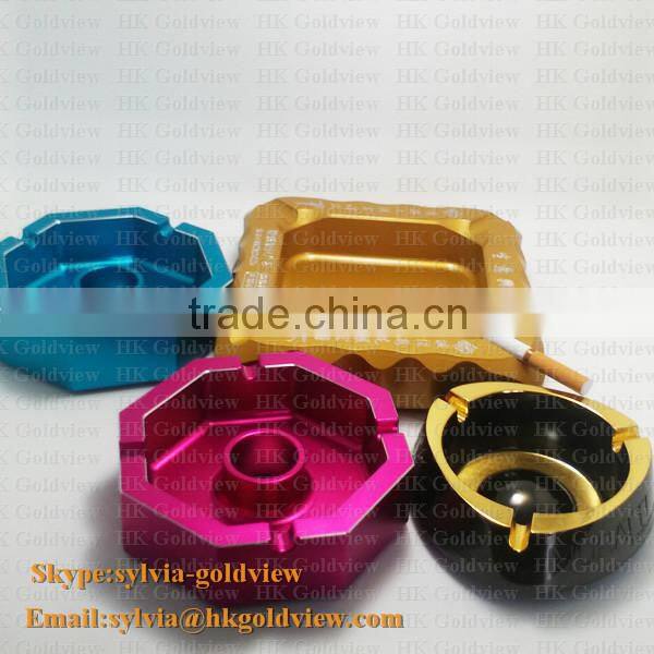 2014 new design emboss gold plating metal ashtray made in china,Antique colourful Plating Alloy Ashtray