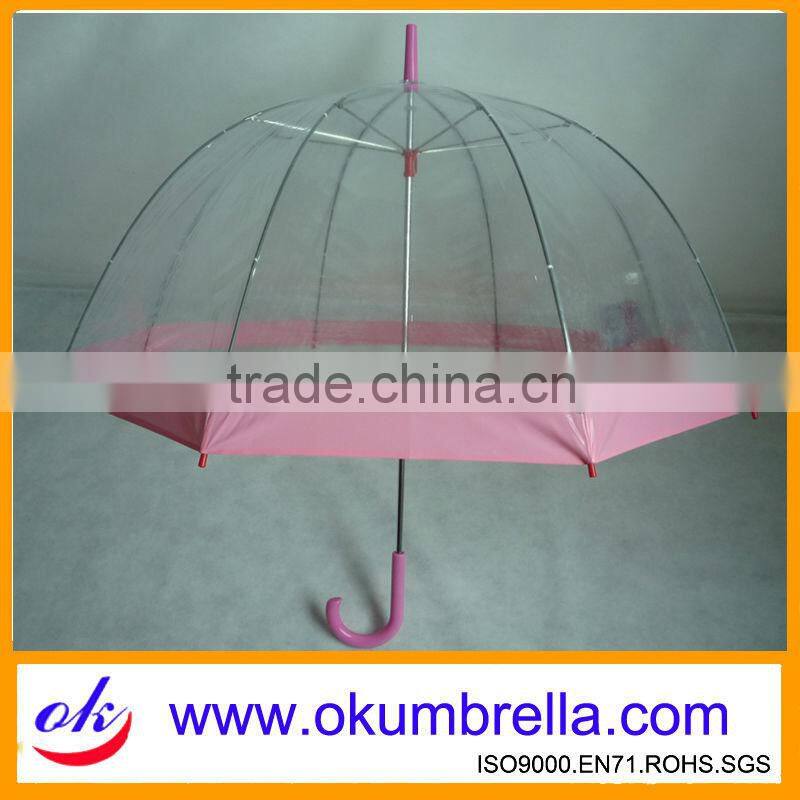 Hot sale fashion design transparent dome umbrella with color edging