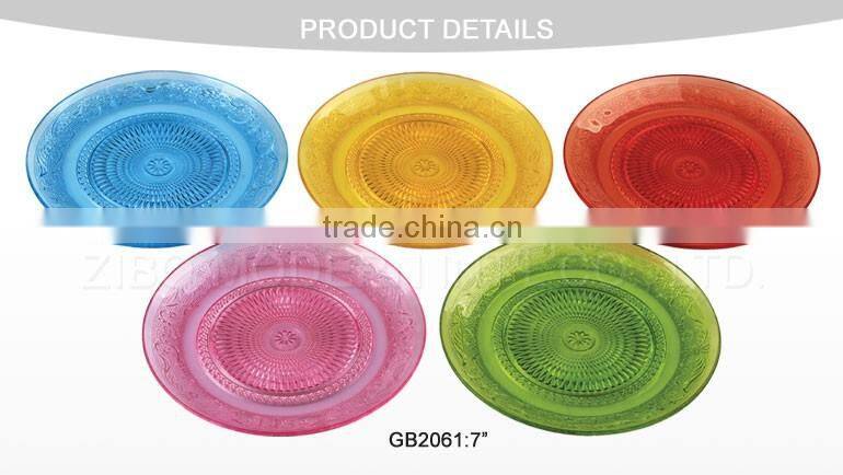 wholesale cheap colorful glass fruit plate